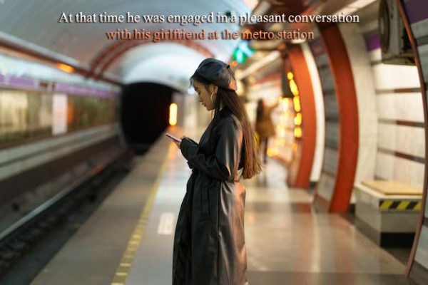 At that time he was engaged in a pleasant conversation with his girlfriend at the metro station